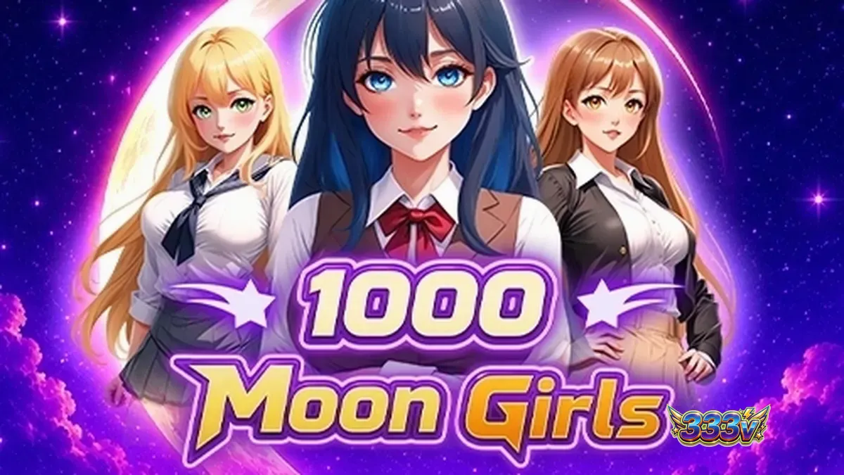Tampilan visual slot 1000 Moon Girls dengan latar belakang penuh warna
