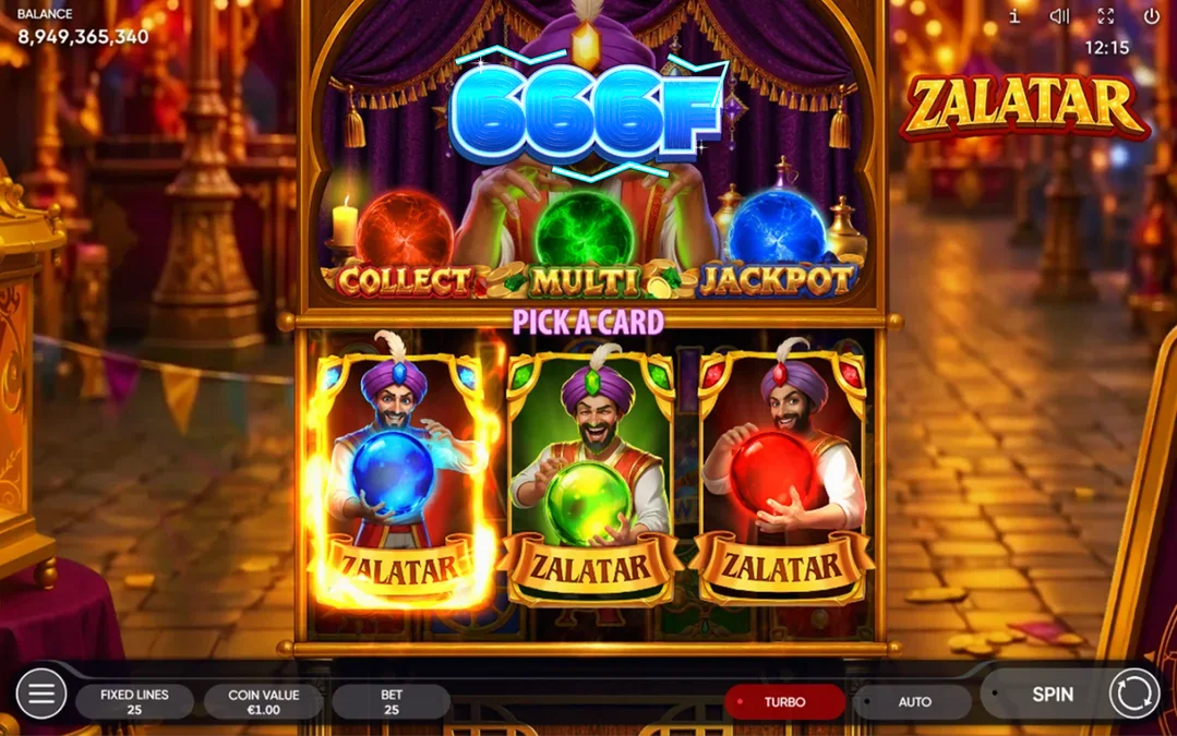 Tampilan visual slot Zalatar dengan tema ramalan nasib yang misterius
